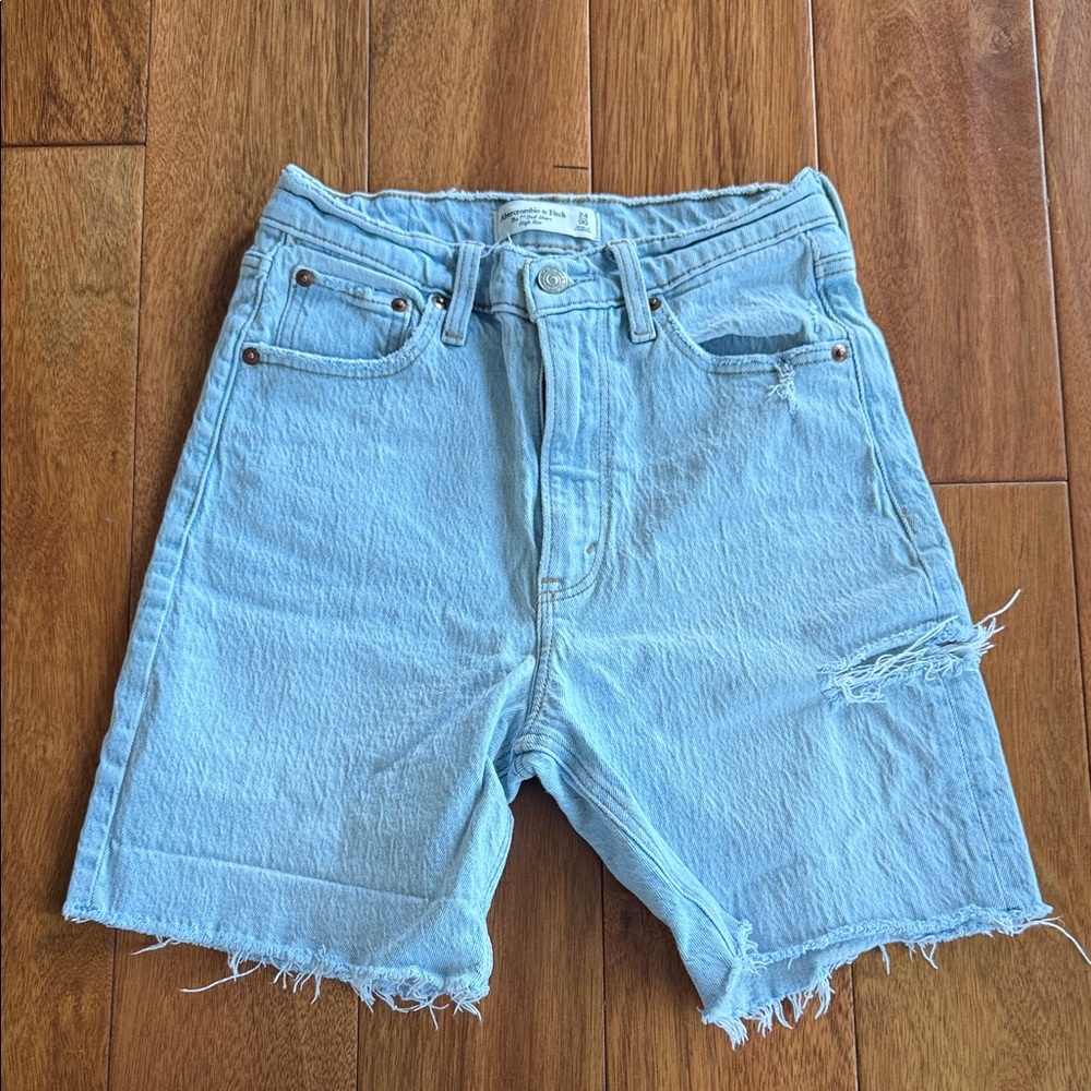 Ambercrombie Light Blue Distressed Denim Shorts